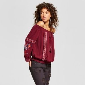 3 for $12 | Xhiliration | Off-the-Shoulder, Embroidered Top